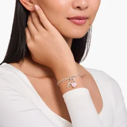 Best Sale Breloque Charm en argent, cadenas cœur rose Femme Charms|Charms