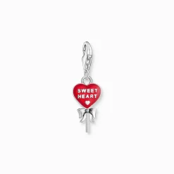 New Breloque Charm en argent, sucette cœur rouge Femme Charms|Charms