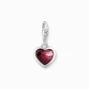 Shop Breloque Charm en argent, ornée d’une gemme rouge taillée en cœur Femme Charms|Charms