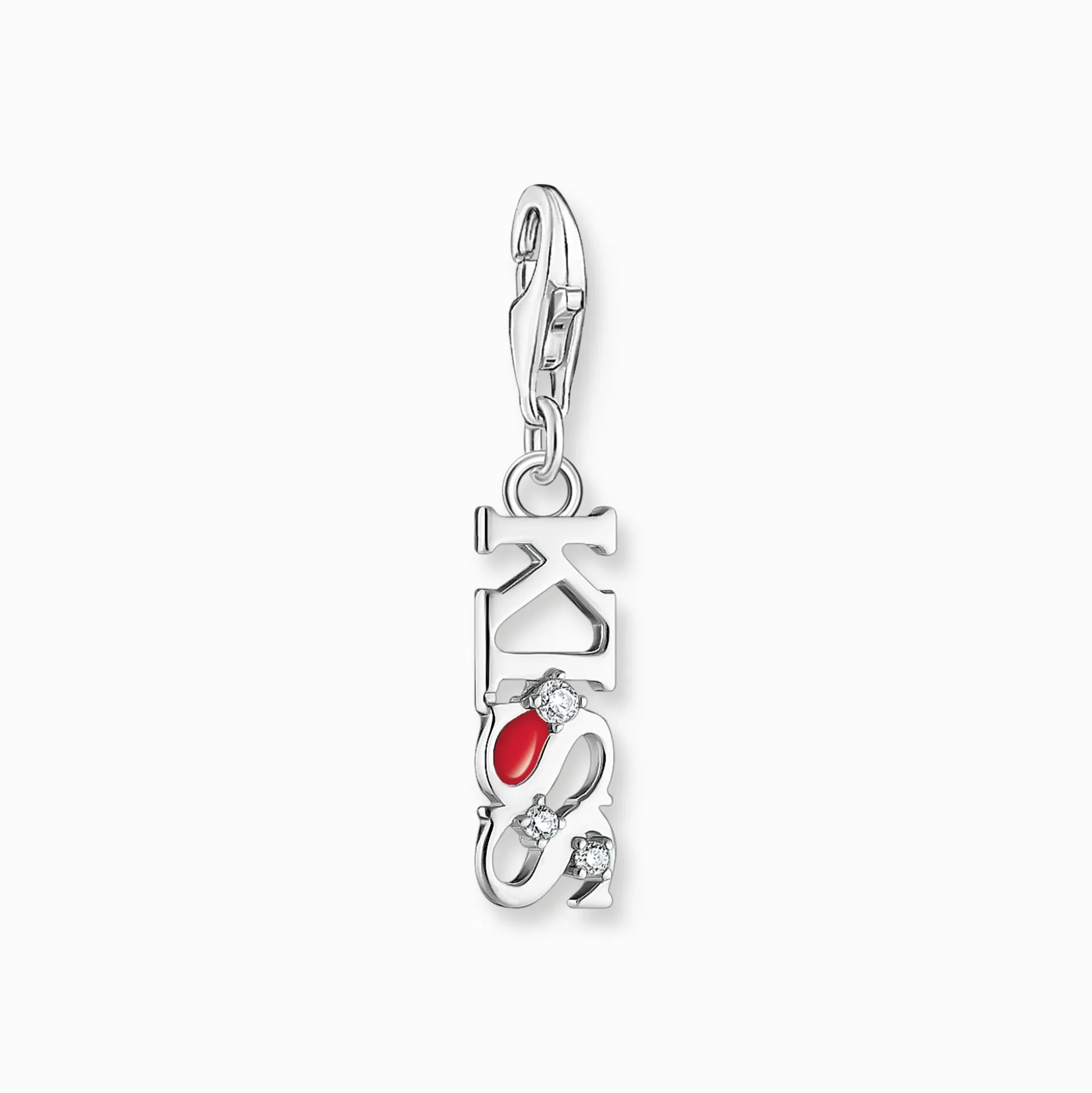 Cheap Breloque Charm KISS en argent, ornée de gemmes blanches Femme Charms|Charms