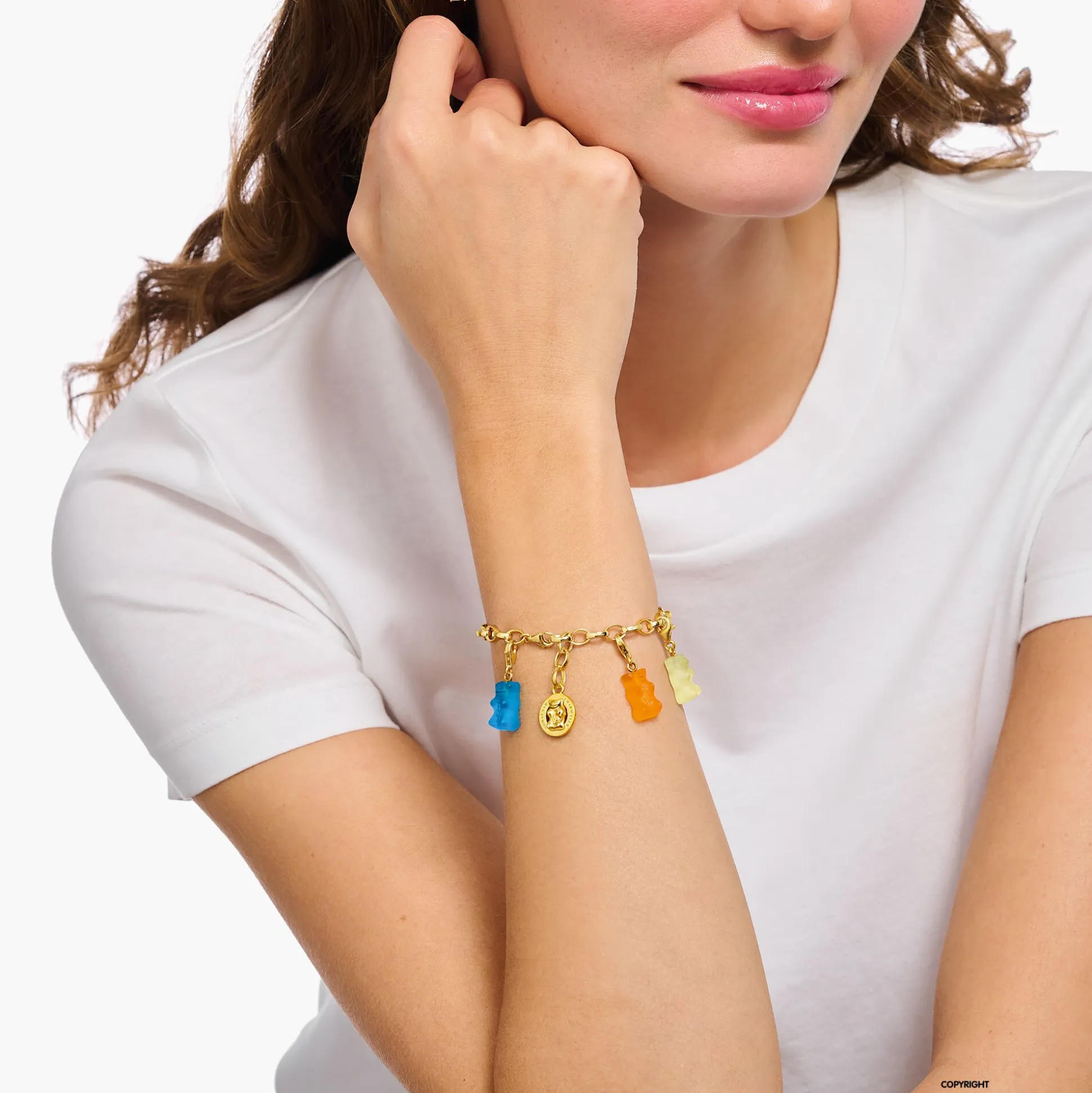 Fashion Breloque Charm Ours d’or bleu, doré Femme Charms|Charms
