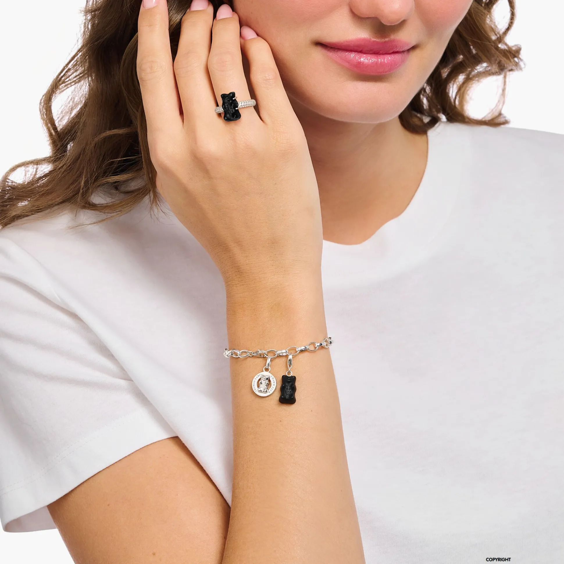 Store Breloque Charm Ours d’Or noir, argent Femme Charms|Charms