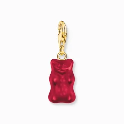 Sale Breloque Charm Ours d’or rouge, doré Femme Charms|Charms