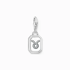 Store Breloque Charm signe du zodiaque Taureau en argent, ornée de pierres Femme Charms|Charms