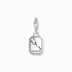 Store Breloque Charm signe du zodiaque Taureau en argent, ornée de pierres Femme Charms|Charms