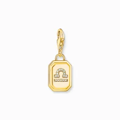 Best Sale Breloque Charm signe du zodiaque Balance dorée, ornée de pierres blanches Femme Charms|Charms