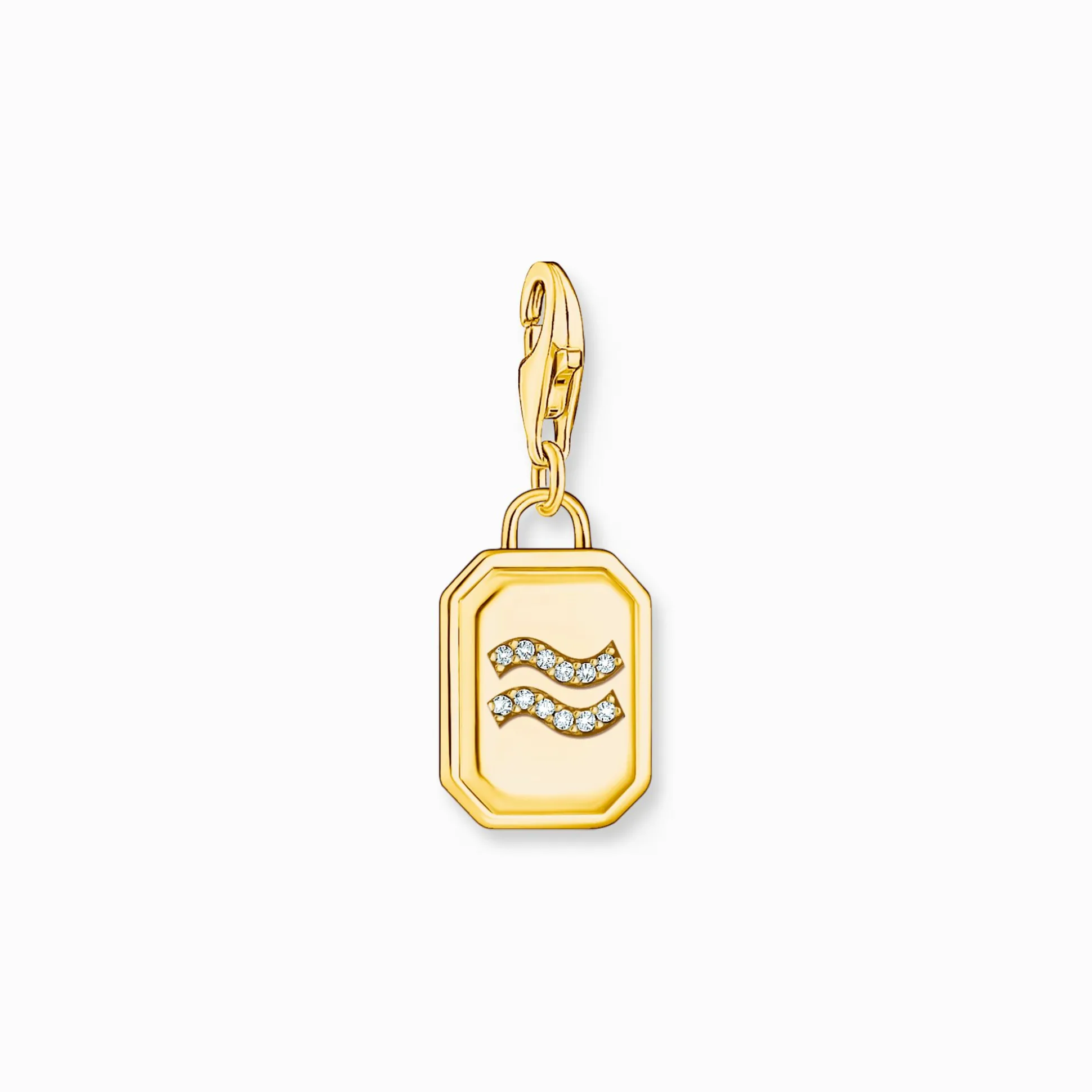 New Breloque Charm signe du zodiaque Verseau dorée, ornée de pierres Femme Charms|Charms