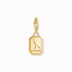 Hot Breloque Charm signe du zodiaque Cancer dorée, ornée de pierres Femme Charms|Charms