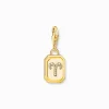 Store Breloque Charm signe du zodiaque Bélier dorée, ornée de pierres Femme Charms|Charms