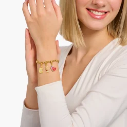 Store Breloque Charm signe du zodiaque Bélier dorée, ornée de pierres Femme Charms|Charms