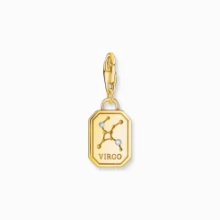 Cheap Breloque Charm signe du zodiaque Vierge dorée, ornée de pierres Femme Charms|Charms