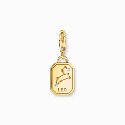 Flash Sale Breloque Charm signe du zodiaque Lion dorée, ornée de pierres Femme Charms|Charms