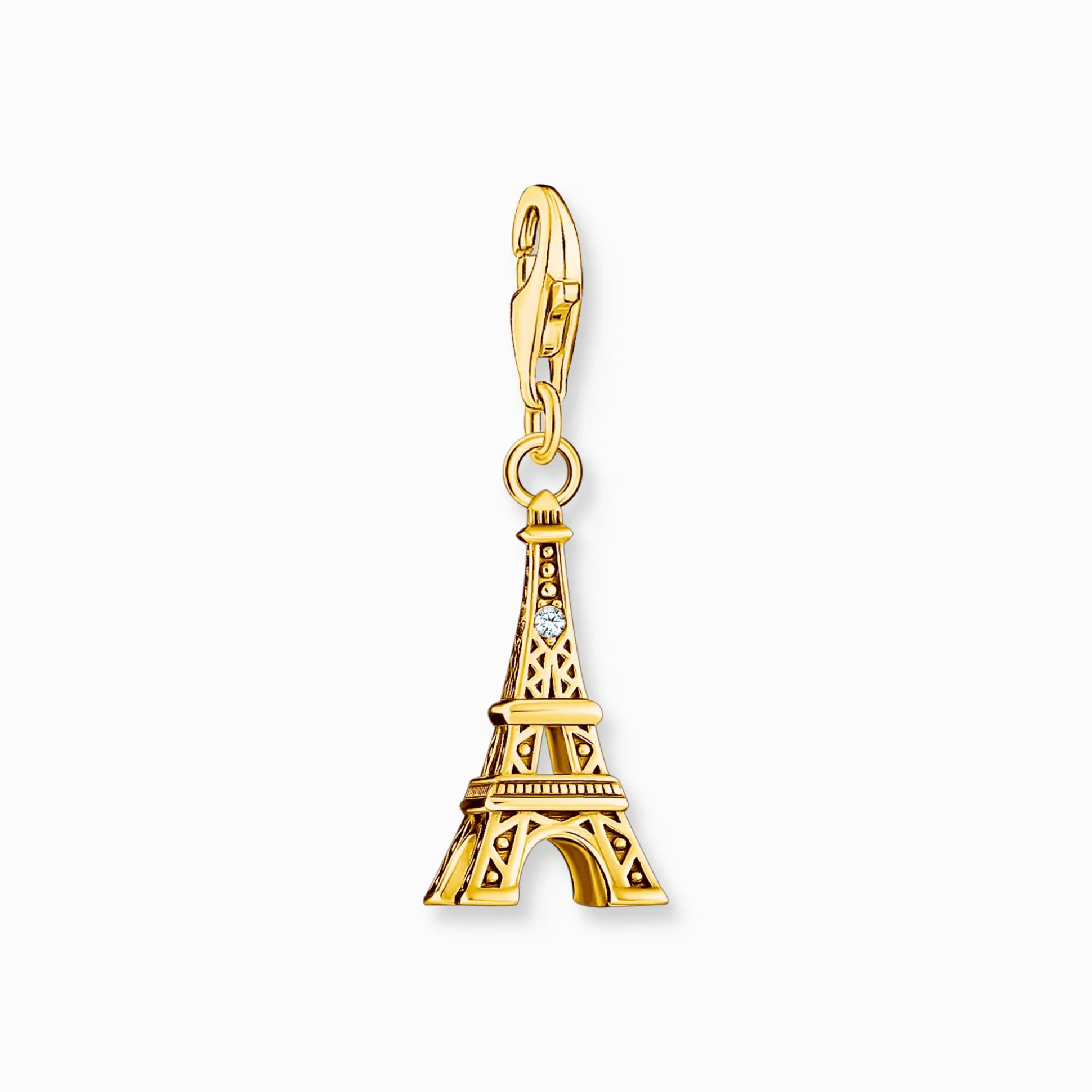 Online Breloque Charm tour Eiffel plaquée or, ornée d’une zircone blanche Femme Charms|Charms
