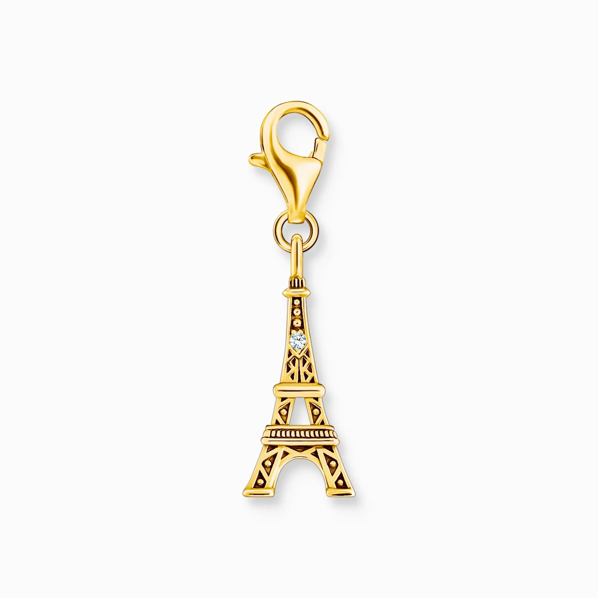 Online Breloque Charm tour Eiffel plaquée or, ornée d’une zircone blanche Femme Charms|Charms