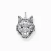 Outlet Breloque hure de loup sertie de gemmes, argent noirci Femme Pendentifs|Pendentifs