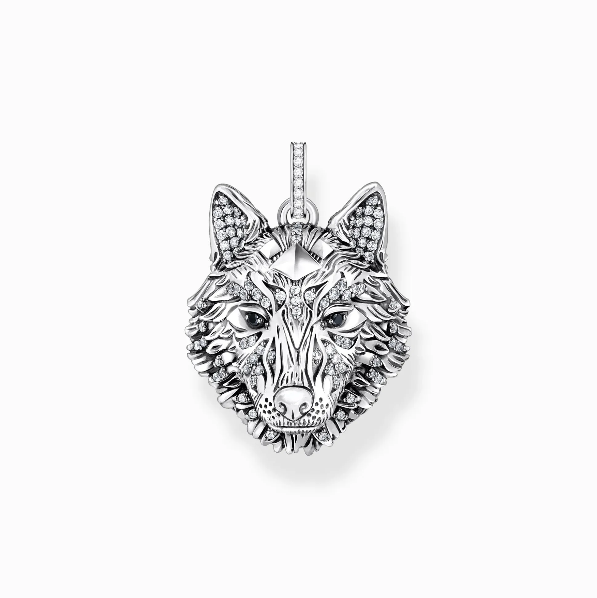 Outlet Breloque hure de loup sertie de gemmes, argent noirci Femme Pendentifs|Pendentifs