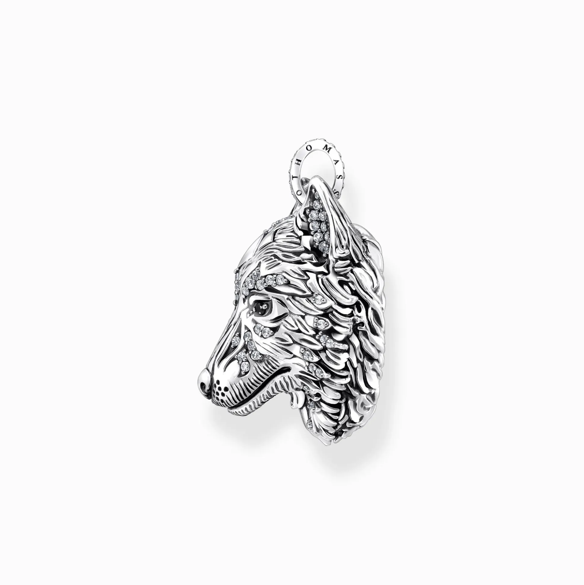 Outlet Breloque hure de loup sertie de gemmes, argent noirci Femme Pendentifs|Pendentifs