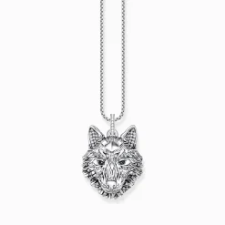 Outlet Breloque hure de loup sertie de gemmes, argent noirci Femme Pendentifs|Pendentifs