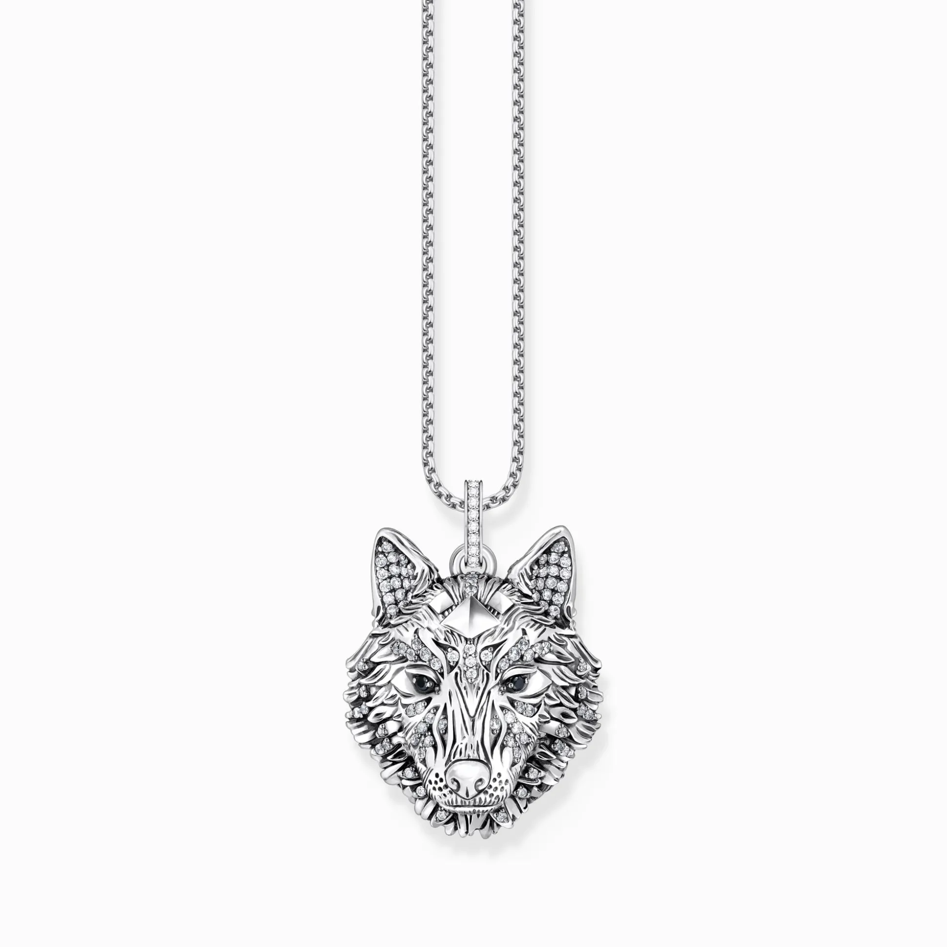 Outlet Breloque hure de loup sertie de gemmes, argent noirci Femme Pendentifs|Pendentifs