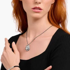 Outlet Breloque hure de loup sertie de gemmes, argent noirci Femme Pendentifs|Pendentifs