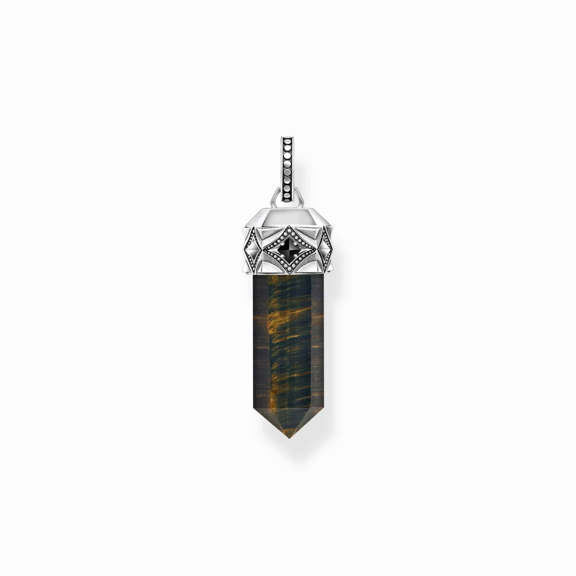 Best Breloque œil de tigre bleu et or en forme de cristal, argent noirci Femme Pendentifs|Pendentifs
