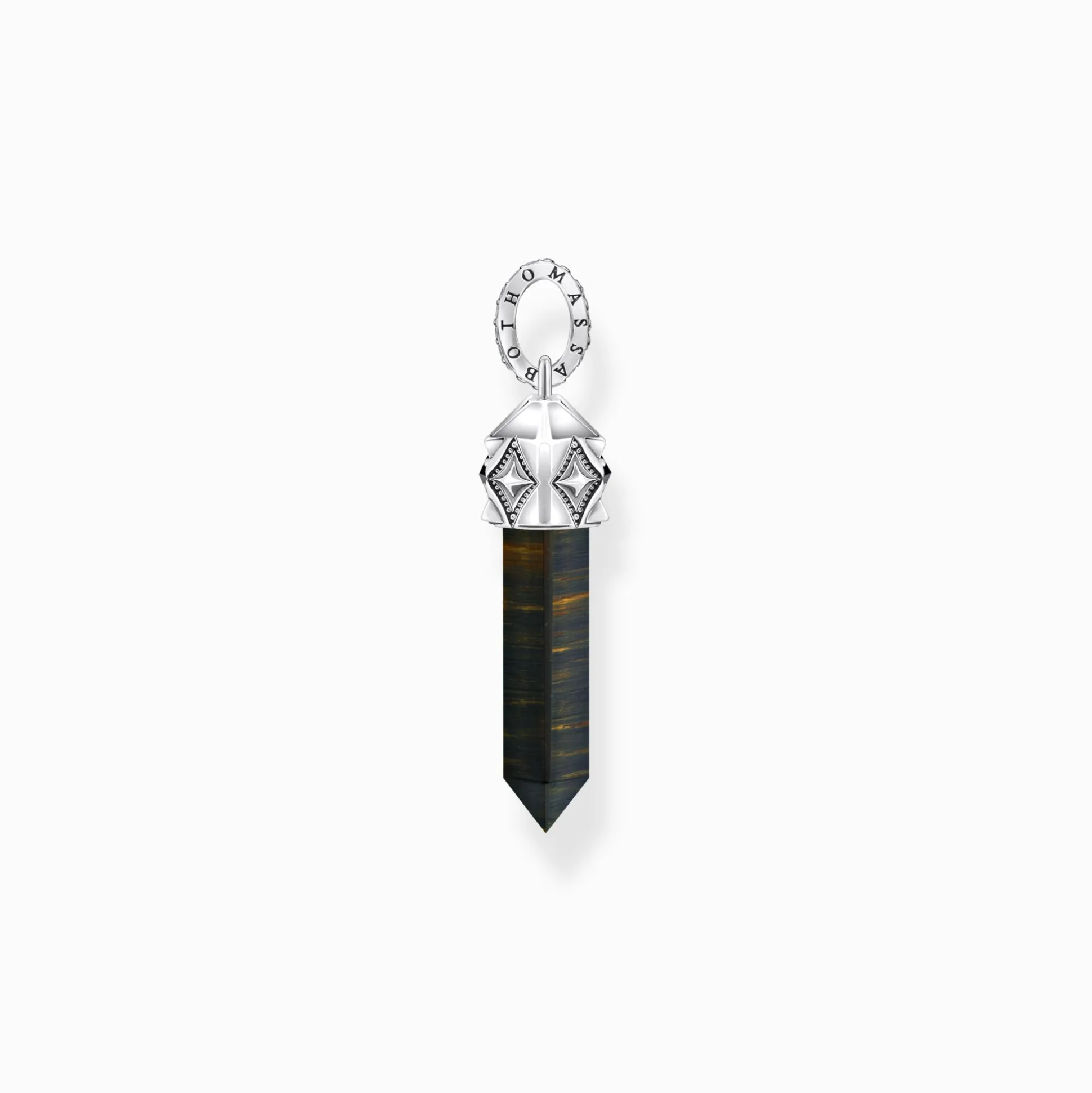 Best Breloque œil de tigre bleu et or en forme de cristal, argent noirci Femme Pendentifs|Pendentifs