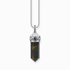 Best Breloque œil de tigre bleu et or en forme de cristal, argent noirci Femme Pendentifs|Pendentifs