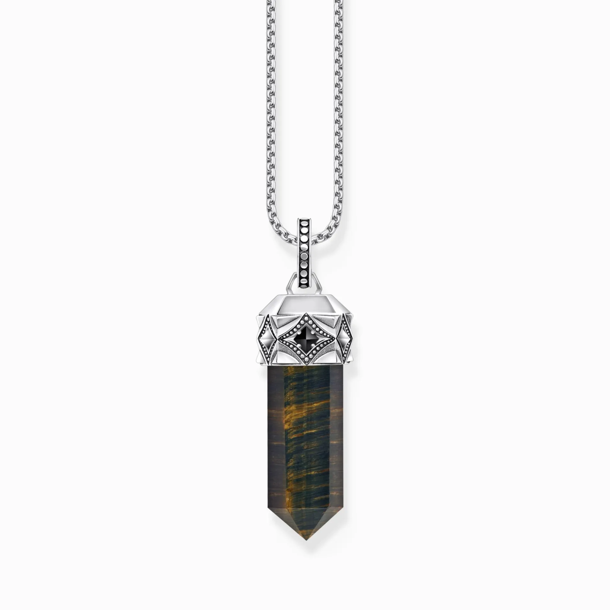 Best Breloque œil de tigre bleu et or en forme de cristal, argent noirci Femme Pendentifs|Pendentifs