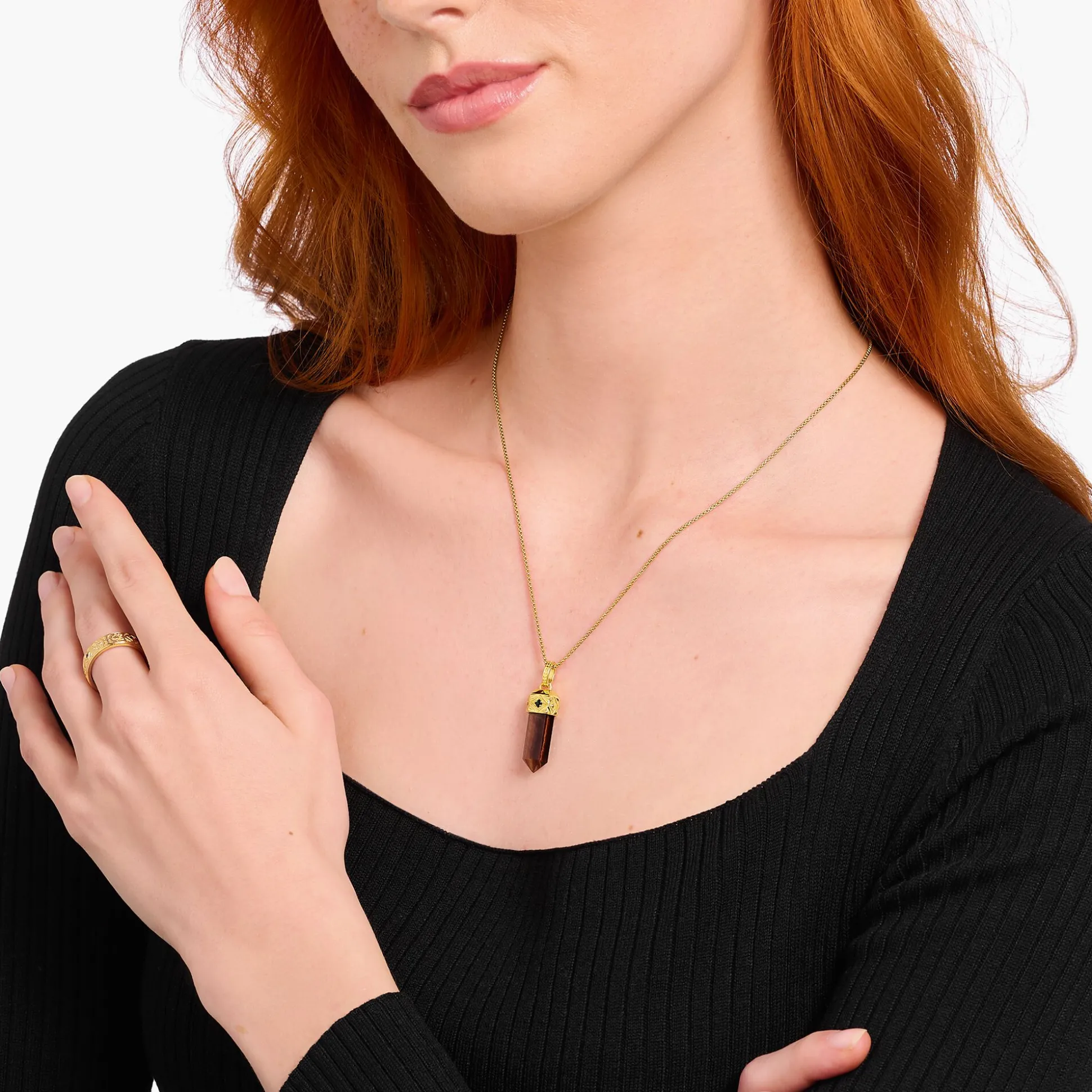 Cheap Breloque œil de tigre rouge en forme de cristal, plaquée or Femme Pendentifs|Pendentifs