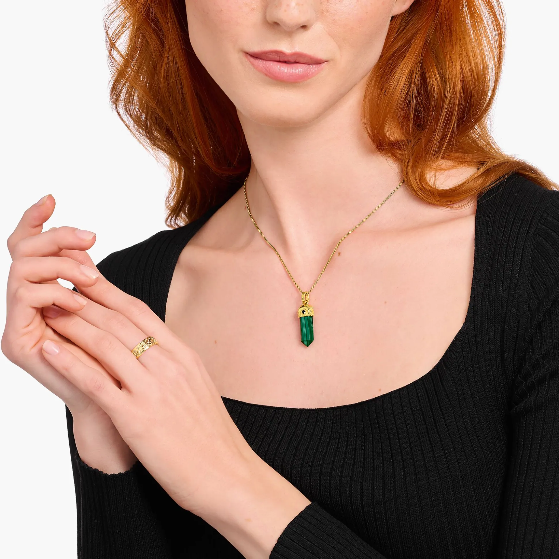 Discount Breloque malachite verte en forme de cristal, plaquée or Femme Pendentifs|Pendentifs