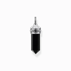 Online Breloque onyx noir en forme de cristal, argent noirci Femme Pendentifs|Pendentifs