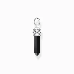 Online Breloque onyx noir en forme de cristal, argent noirci Femme Pendentifs|Pendentifs
