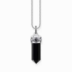 Online Breloque onyx noir en forme de cristal, argent noirci Femme Pendentifs|Pendentifs