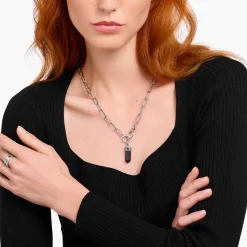 Online Breloque onyx noir en forme de cristal, argent noirci Femme Pendentifs|Pendentifs