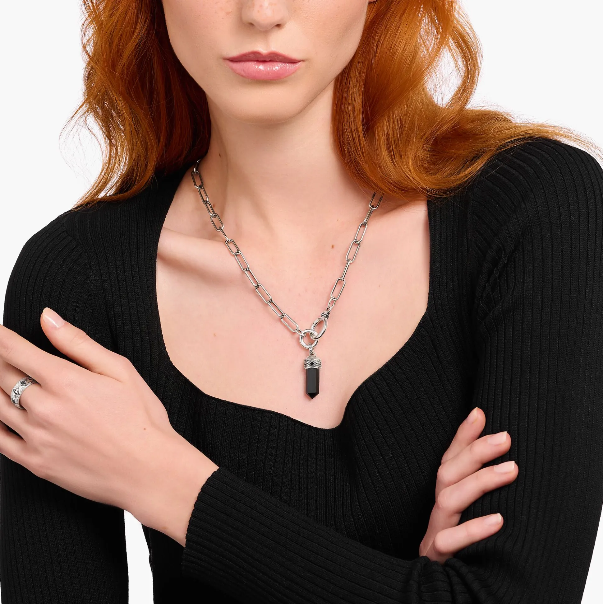 Online Breloque onyx noir en forme de cristal, argent noirci Femme Pendentifs|Pendentifs