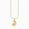 Shop Chaîne à breloque croissant, dorée Femme Chaînes & Colliers|Placage Or 18 Carats - Argent 925