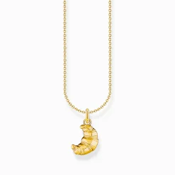 Shop Chaîne à breloque croissant, dorée Femme Chaînes & Colliers|Placage Or 18 Carats - Argent 925