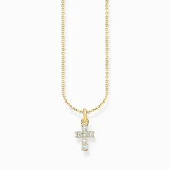 Cheap Chaîne à breloque croix blanche, dorée Femme Chaînes & Colliers