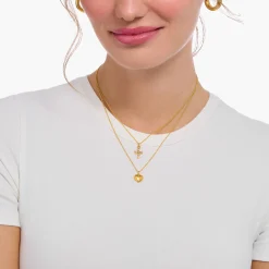 Cheap Chaîne à breloque croix blanche, dorée Femme Chaînes & Colliers