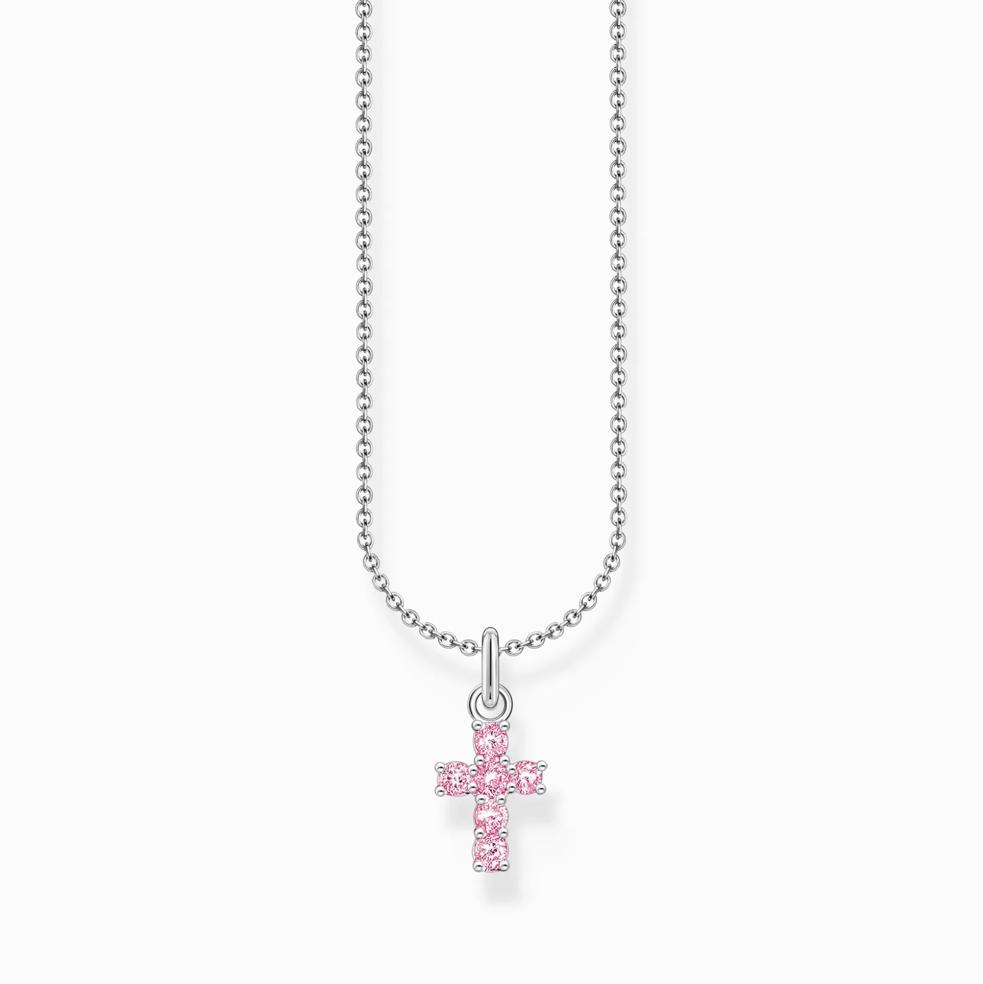 Hot Chaîne à breloque croix rose, argent Femme Chaînes & Colliers