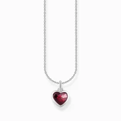 Cheap Chaîne à breloque cœur rouge foncé, argent Femme Chaînes & Colliers|Argent 925