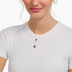 Cheap Chaîne à breloque cœur rouge foncé, argent Femme Chaînes & Colliers|Argent 925