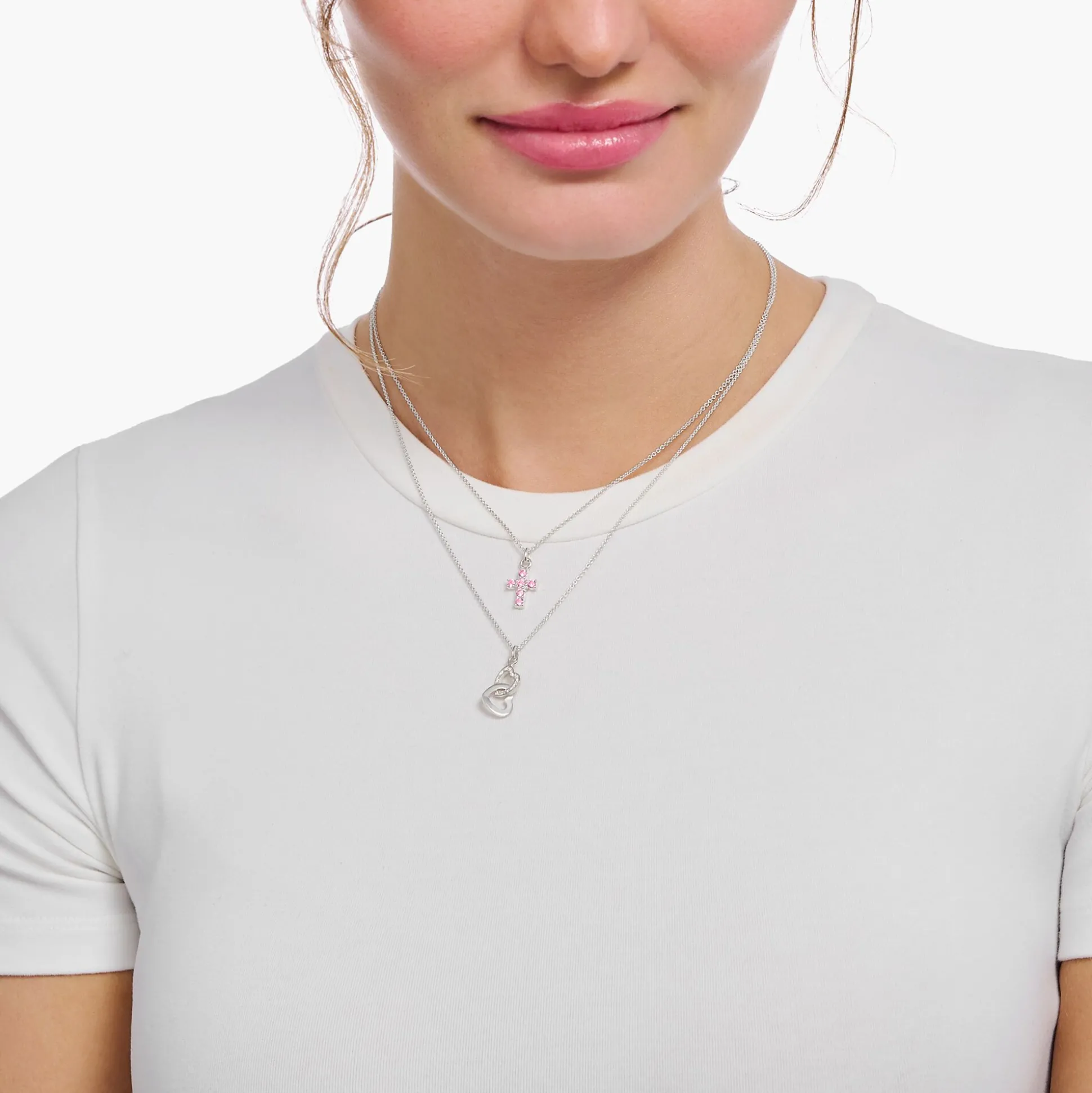 New Chaîne à breloque cœurs entrelacés, argent Femme Chaînes & Colliers|Argent 925