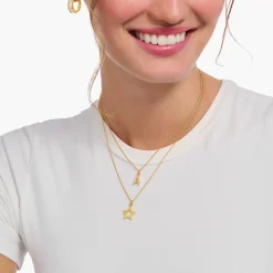 New Chaîne à breloque lettreA, dorée Femme Chaînes & Colliers|Placage Or 18 Carats - Argent 925