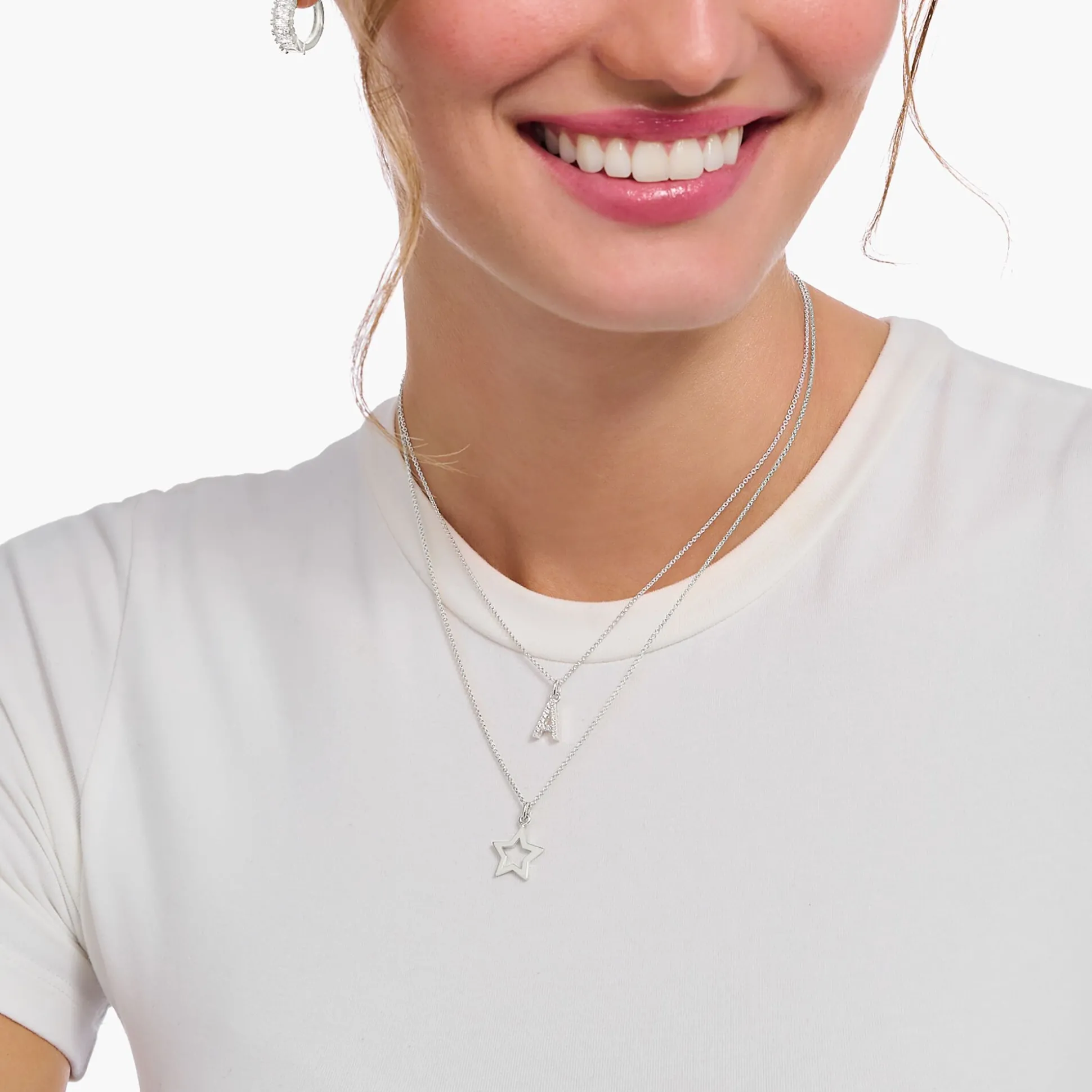Outlet Chaîne à breloque lettreC, argent Femme Chaînes & Colliers|Argent 925