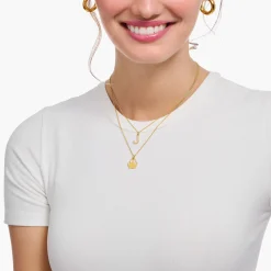 Shop Chaîne à breloque lettreE, dorée Femme Chaînes & Colliers|Placage Or 18 Carats - Argent 925