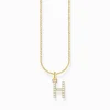 Shop Chaîne à breloque lettreH, dorée Femme Chaînes & Colliers|Placage Or 18 Carats - Argent 925
