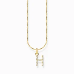 Shop Chaîne à breloque lettreH, dorée Femme Chaînes & Colliers|Placage Or 18 Carats - Argent 925
