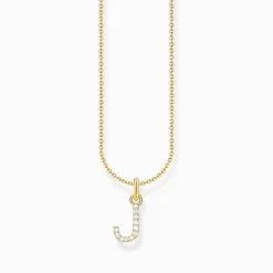 Outlet Chaîne à breloque lettreJ, dorée Femme Chaînes & Colliers|Placage Or 18 Carats - Argent 925