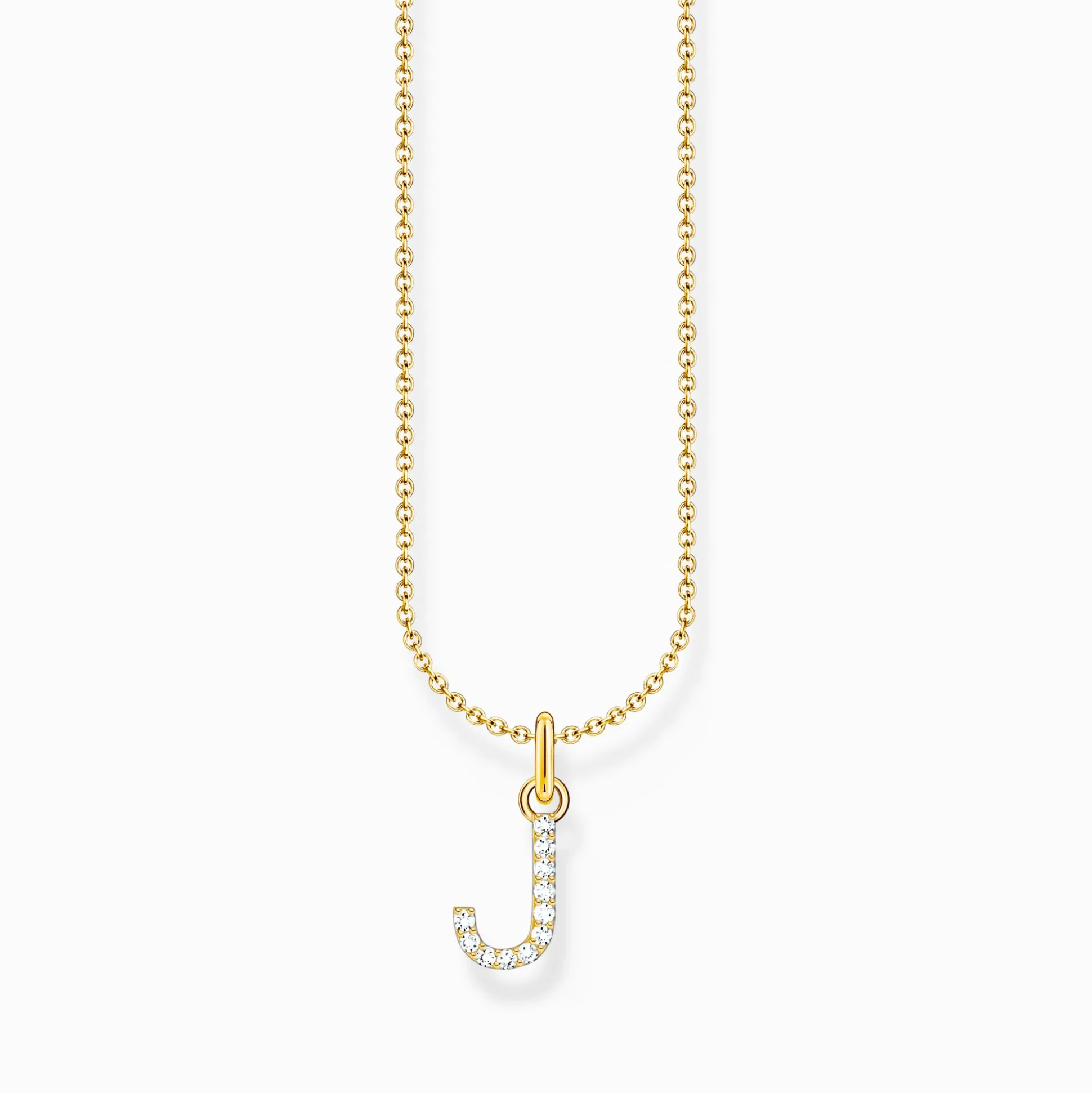 Outlet Chaîne à breloque lettreJ, dorée Femme Chaînes & Colliers|Placage Or 18 Carats - Argent 925